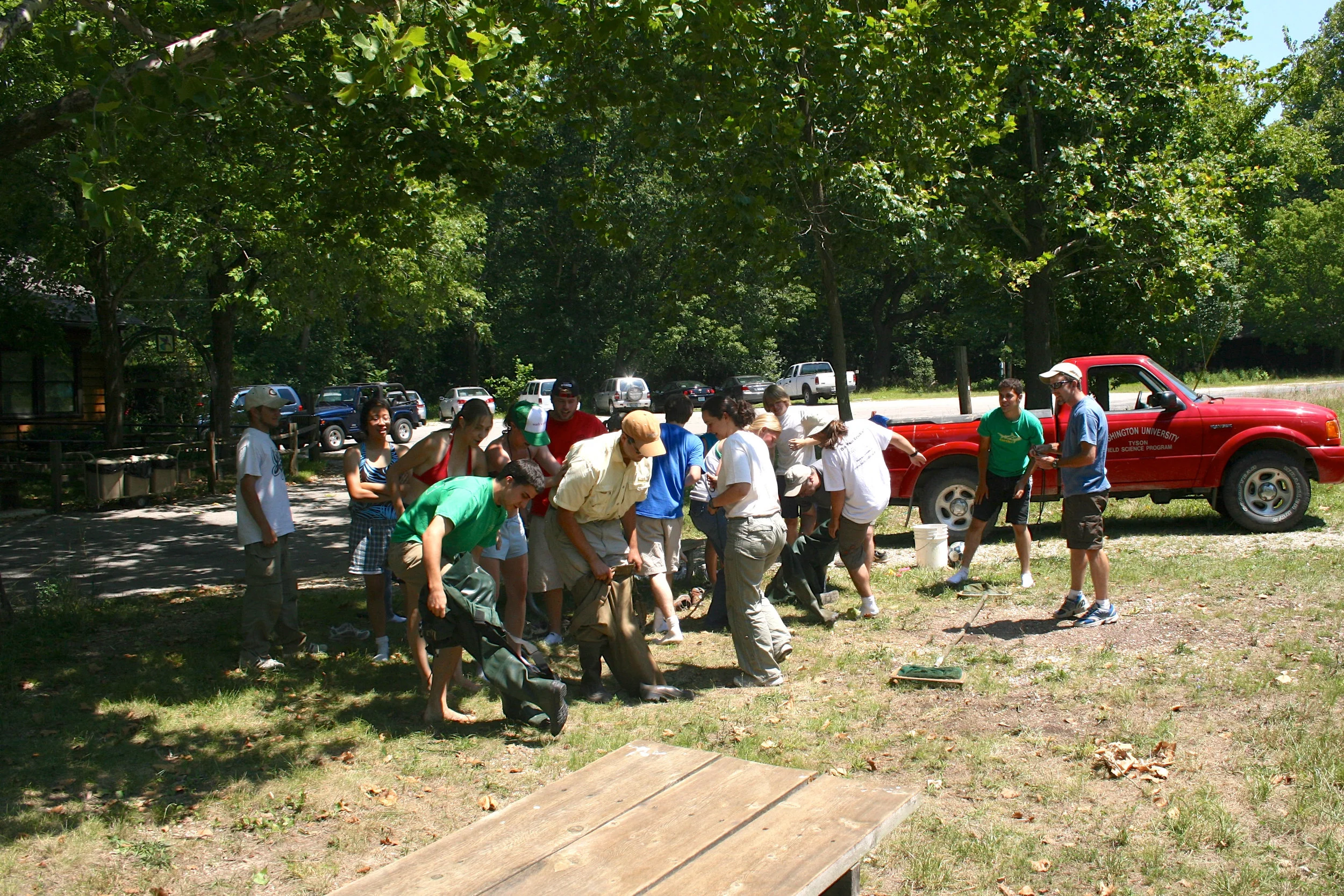 Undergraduates participating in the Tyson Olympics at the end of summer 2007