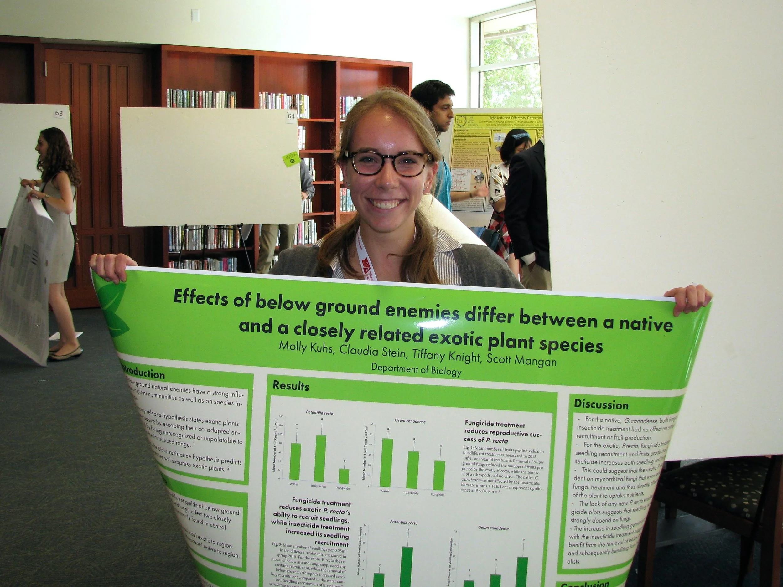 Molly presents her poster at the annual WashU Undergraduate Research Symposium. 