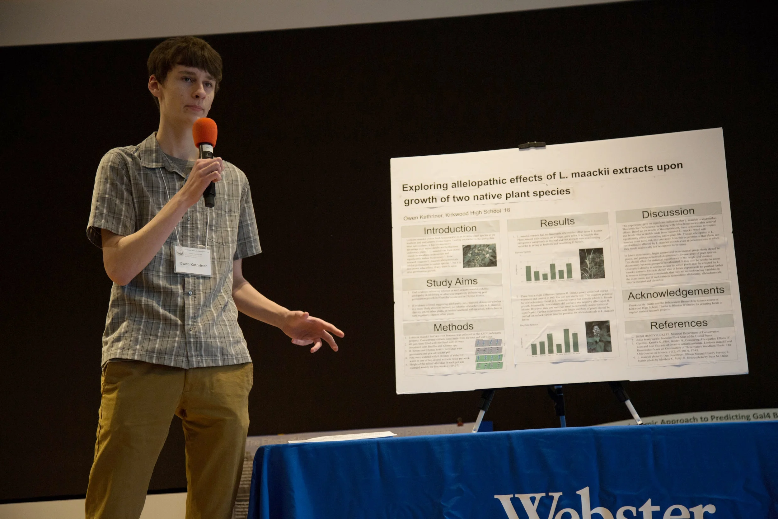 Formal presentation of Owen's research during the second round of judging. (Photo: Academy of Science-St. Louis)
