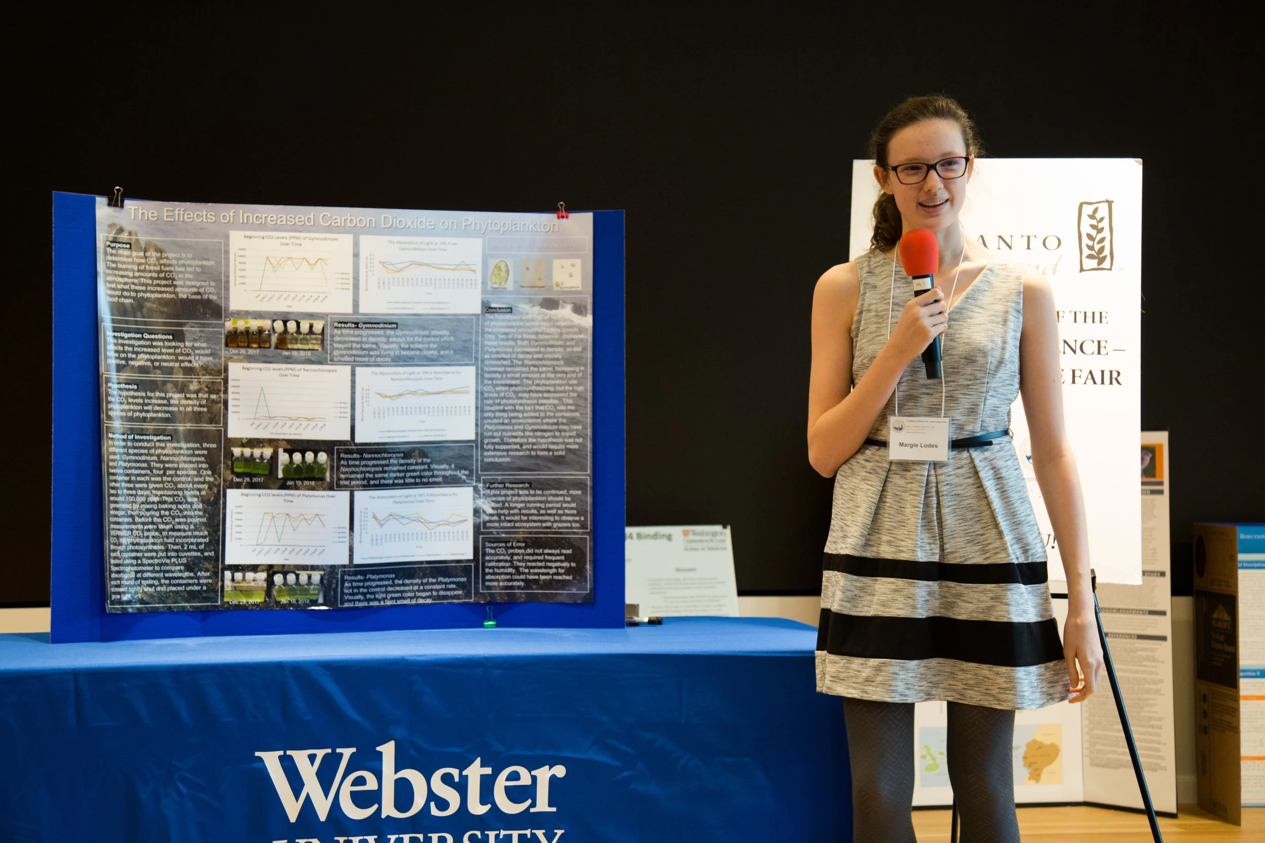 Formal presentation of Margie's research during the second round of judging. (Photo: Academy of Science-St. Louis)