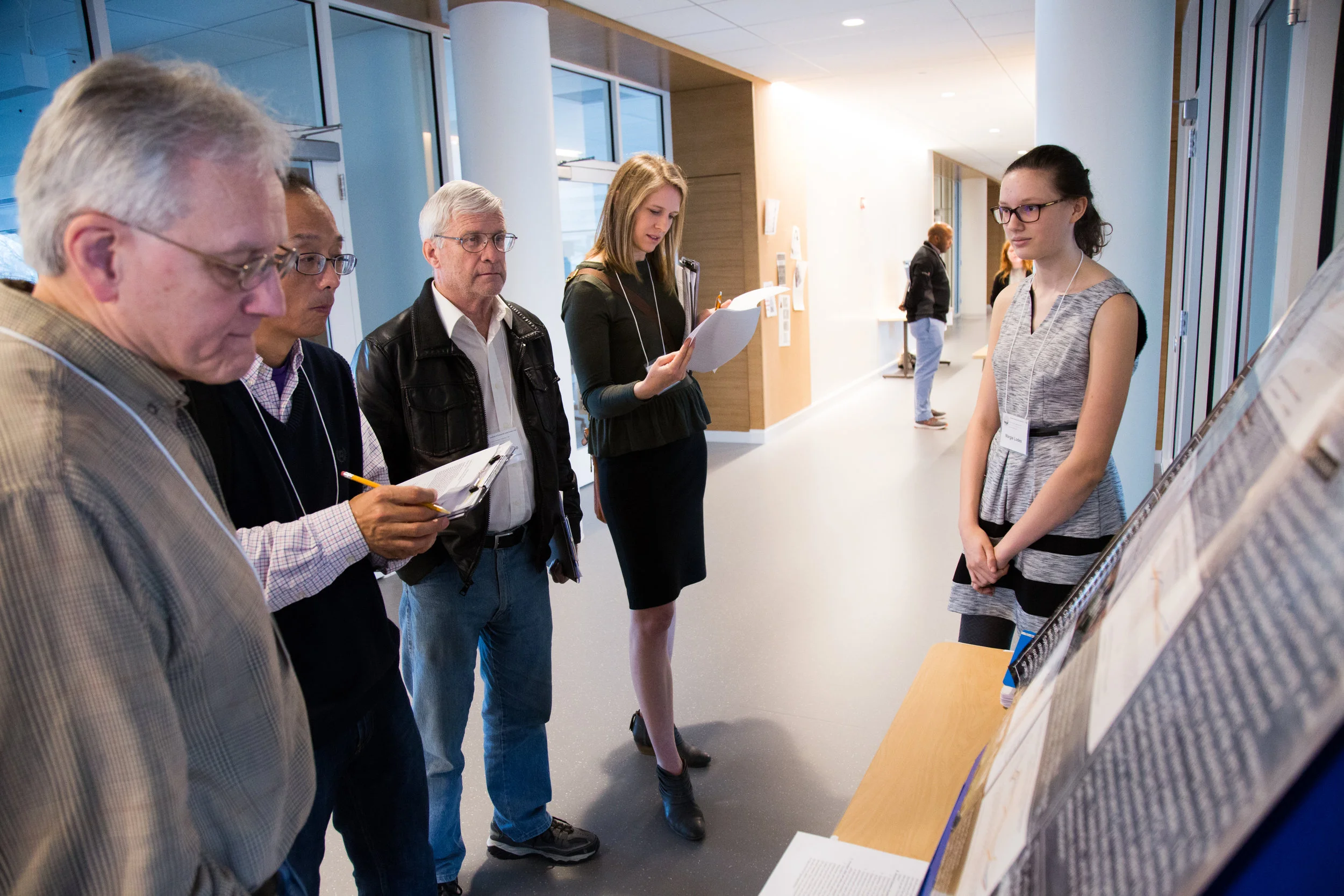 Margie answering questions about her project during the first round of judging. (Photo: Academy of Science-St. Louis)