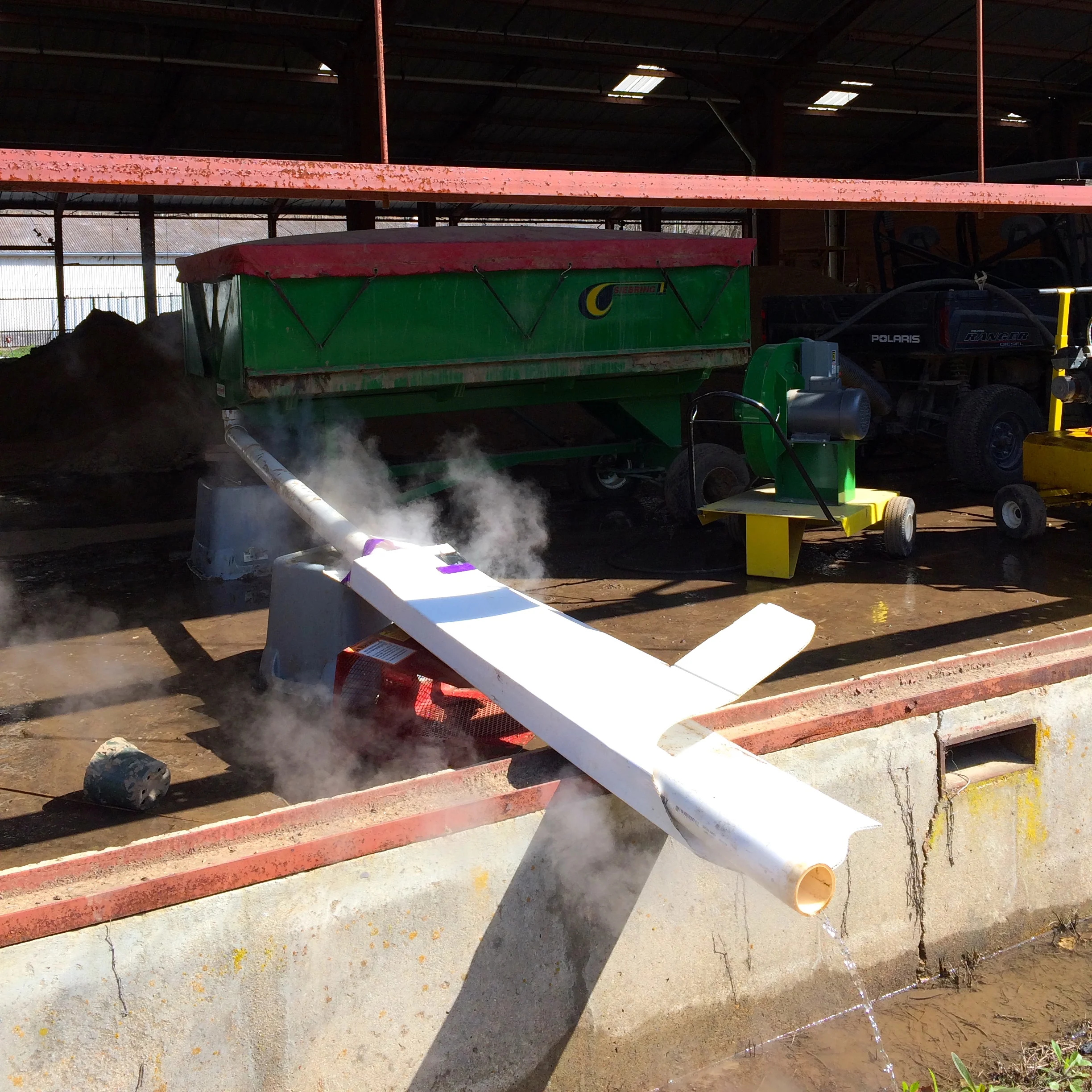 Hot water run off from the soil sterilization process