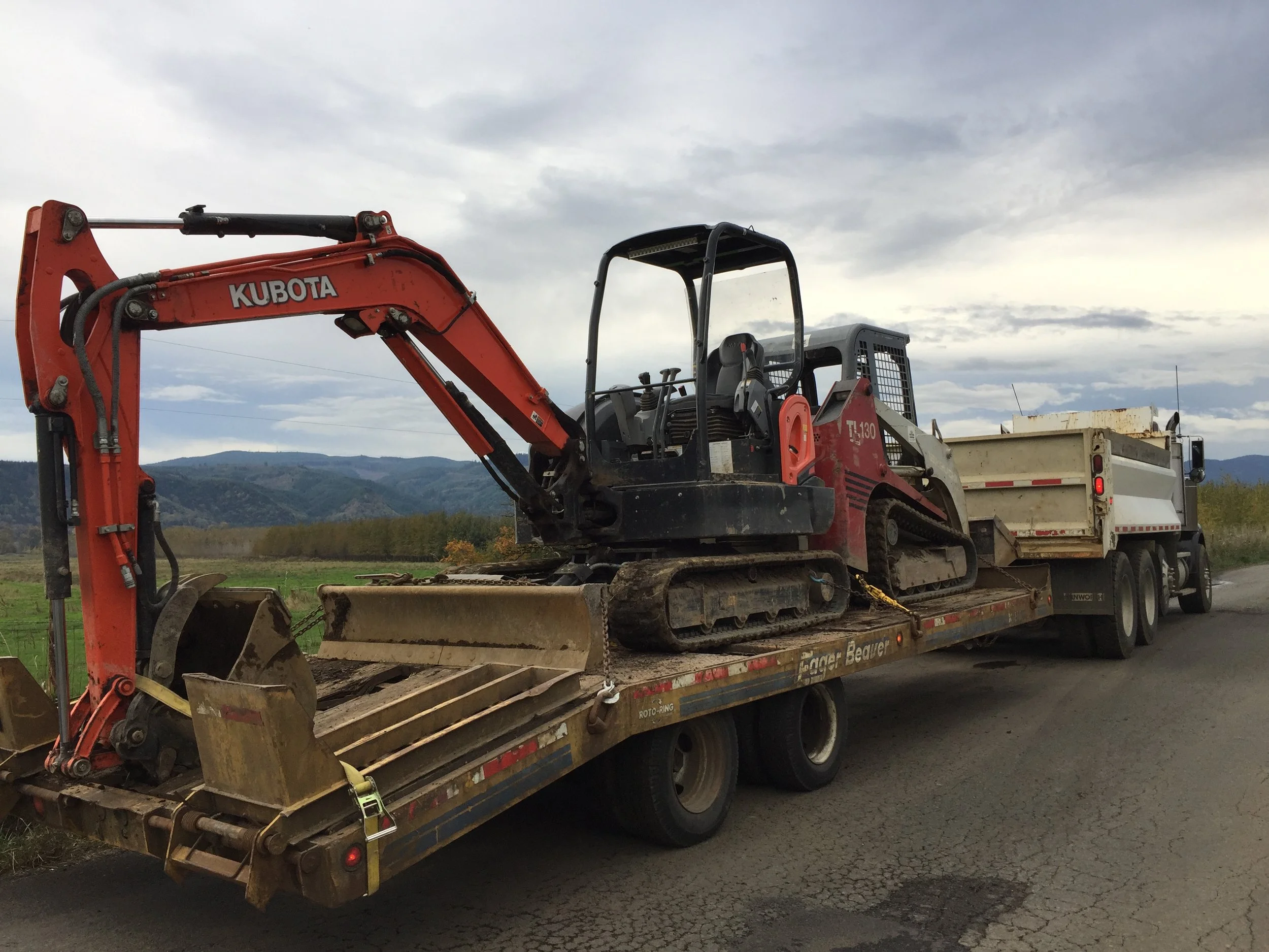 Rock delivery materials on site