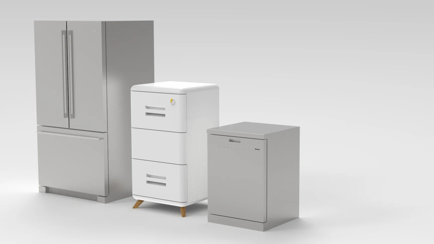 Size comparison: The ReCircle beside a fridge and dishwasher.