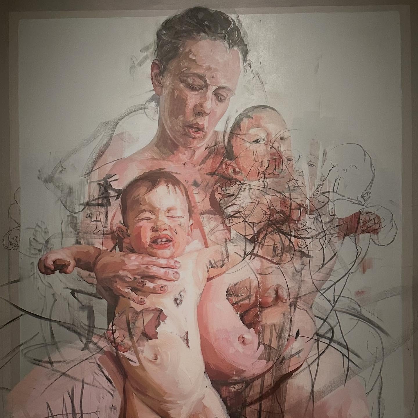 The great Jenny Saville at London&rsquo;s @nationalportraitgallery stretches painterly boundaries to their limits, drawing us in, pushing us out, seeking our affection but also challenging personal taste. Their scale can&rsquo;t be understood in this