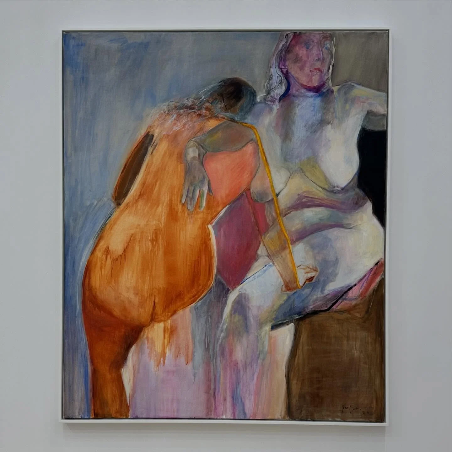 Joan Semmel, 93, knocking it out of the park with a show of vibrant energetic complex paintings celebrating time and life, the body, the inner self and lived experience. 
#joansemmel @alexandergrayassociates #newyork @the_apaa @markhughesart 🌸
