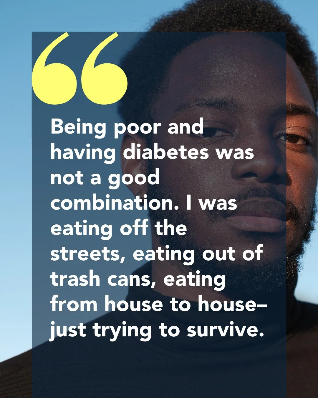 Read the link in our bio to learn how Alfonzo has battled type 1 diabetes on a very low income. #DontWalkBy