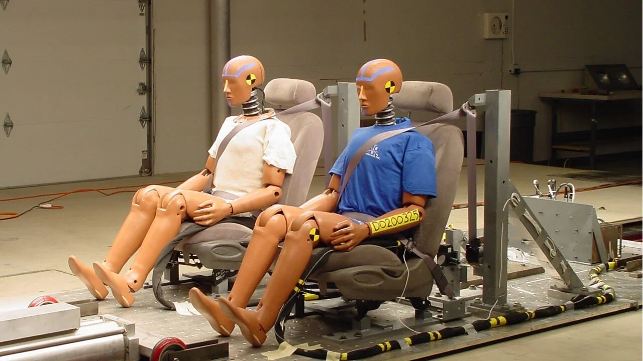 Crash test dummies used until lately simulated a 5foot 9inch male.