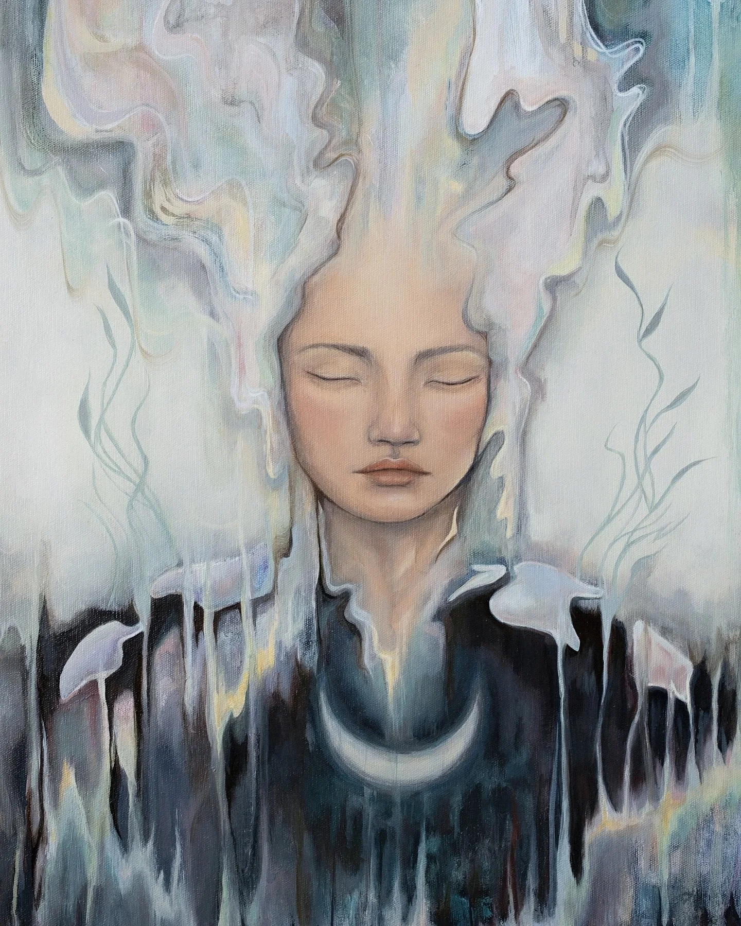 ‘IMMANENCE’ 
50x70cm 2024 
She’s off to her new home, I will miss her in the studio 🤍 Posting the uncropped version on my stories