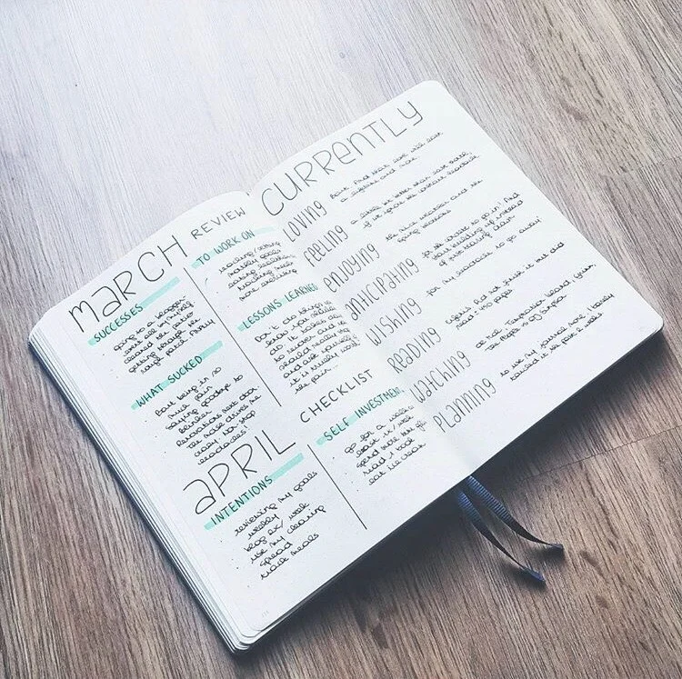 An introspective monthly review by @isabelleplans (Instagram)