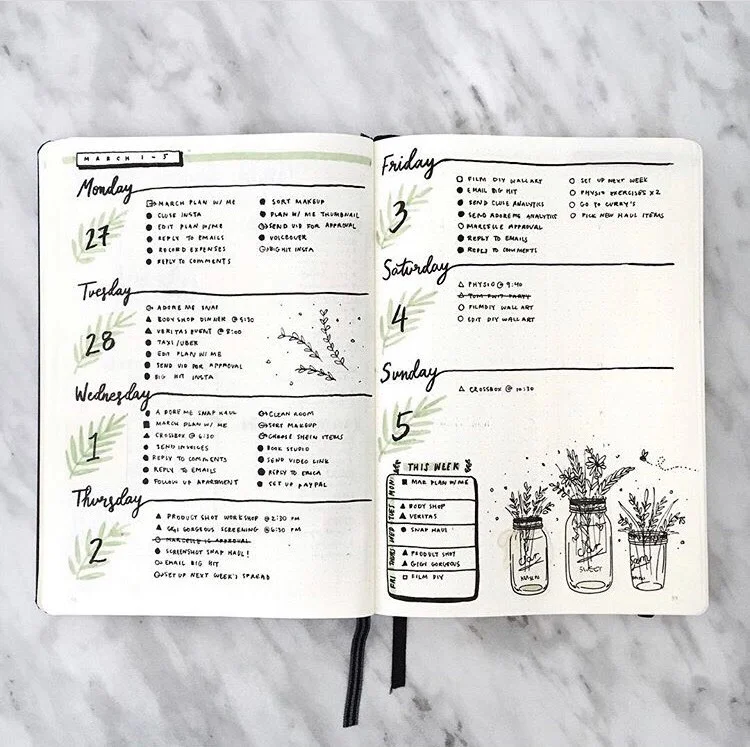 Weekly log with a plant theme by @amandarachlee (Instagram)