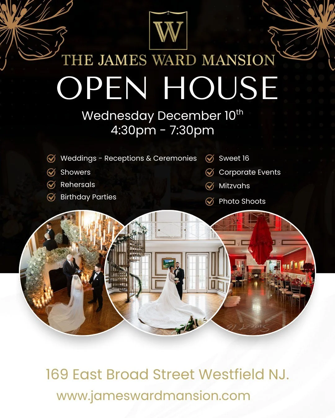 Join us for our Open House this Wednesday, December 10 from 4:30pm.  Meet our team and tour the mansion.  See for yourself what makes the Mansion the perfect location for your special day or event. 

169 East Broad St, Westfield NJ 

@tlcateringnj @n