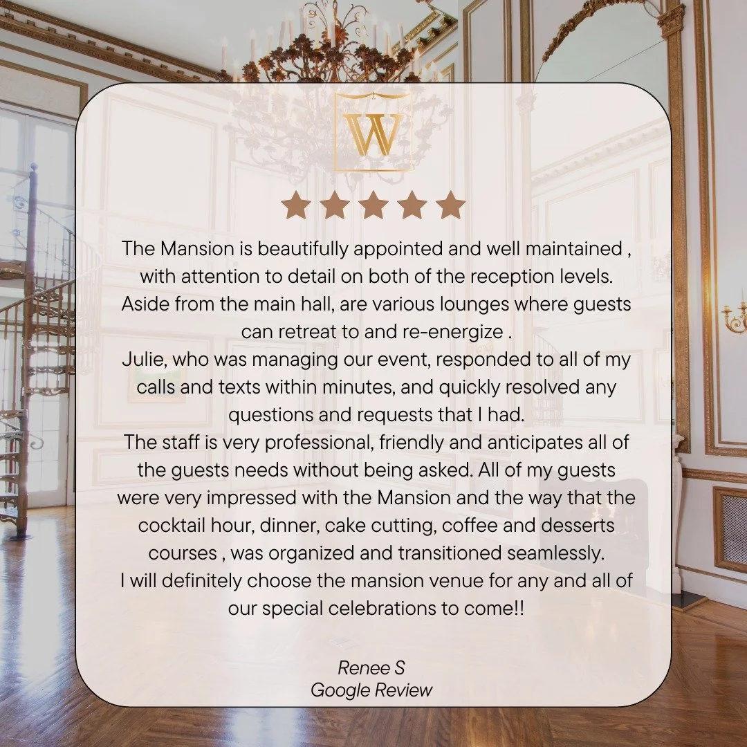 Thank you so much Renee for this wonderful review.  It's always such an honour for us to be part of so many life events.

Come see the Mansion for yourself at our next Open House or schedule a private showing with Julie. 

@thejameswardmansion #njbri