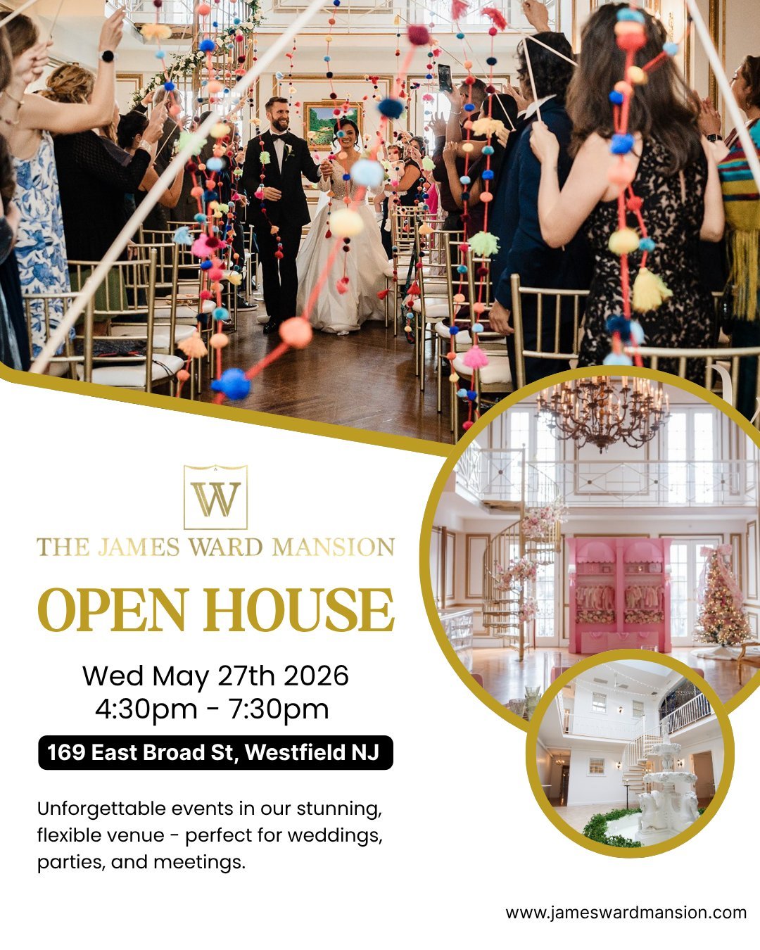 Join us this Wednesday, May 27th from 4:30pm to 7:30pm.  Meet our team, tour our magnificent venue and see for yourself why your search begins and ends here! 
169 E Broad St, Westfield, NJ 07090

@tlcateringnj @njwedding