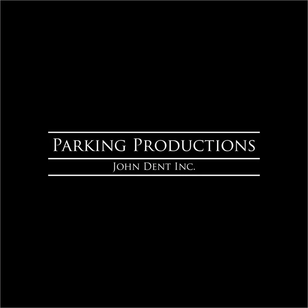 Black background with white text displaying 'Parking Productions' and 'John Dent Inc.'