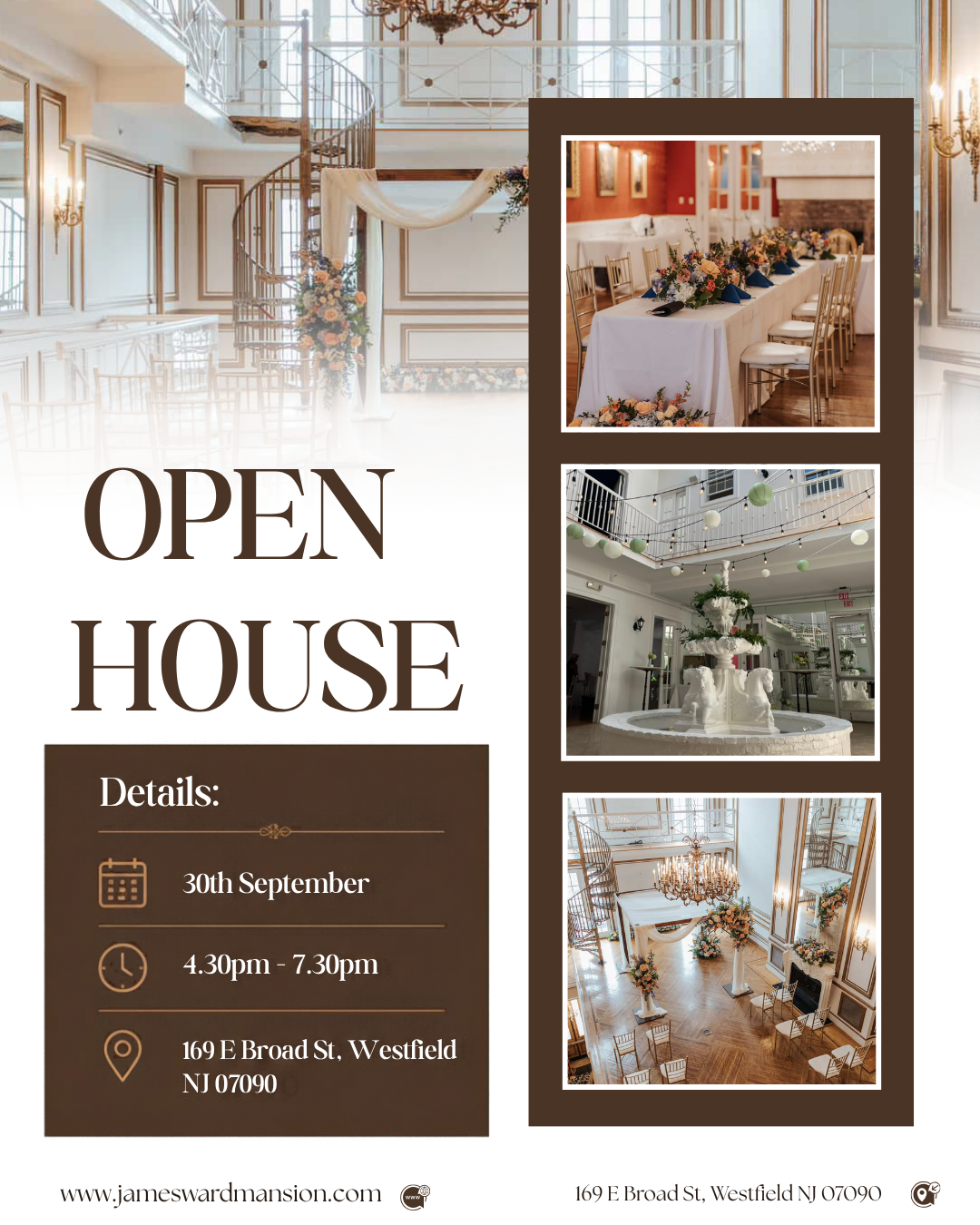 Open House Wednesday, Sept 30 The James Ward Mansion Westfield NJ 