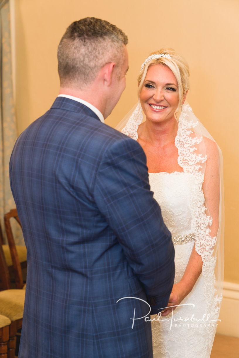 Bride and groom at Harrogate Register Office. Wedding Photographer Yorkshire