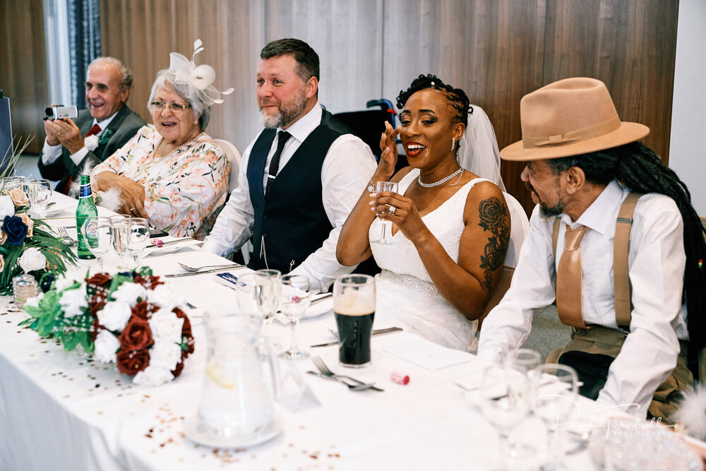 Wedding speeches at Lazzat. Bride and groom enjoying the gardens of Lazaat Hotel. Wedding photographer Hull