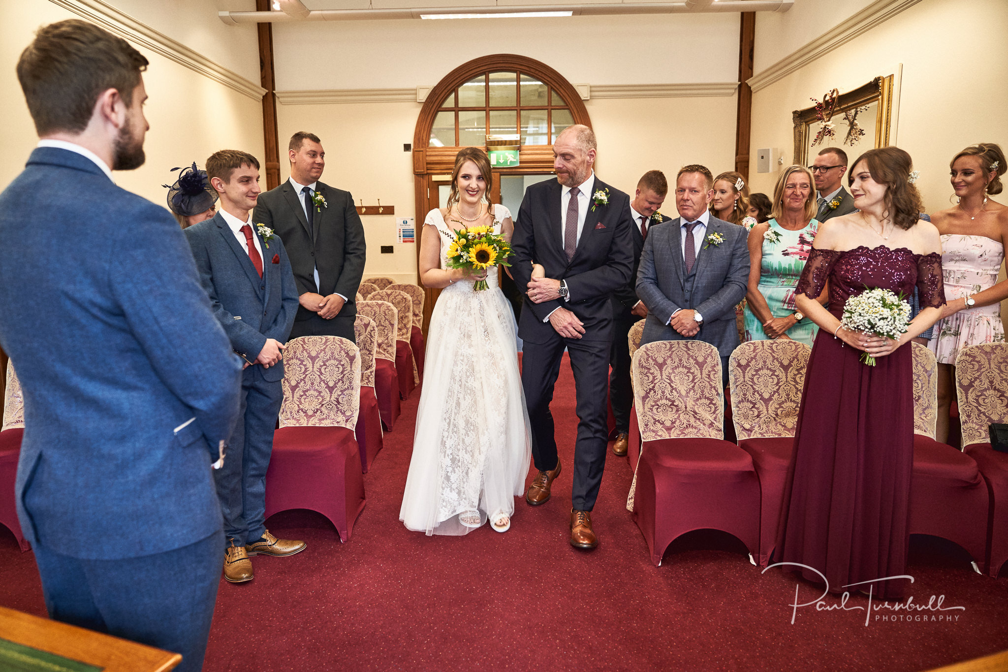 The Bride's Entrance. Wedding Photography at Sheffield Town Hall