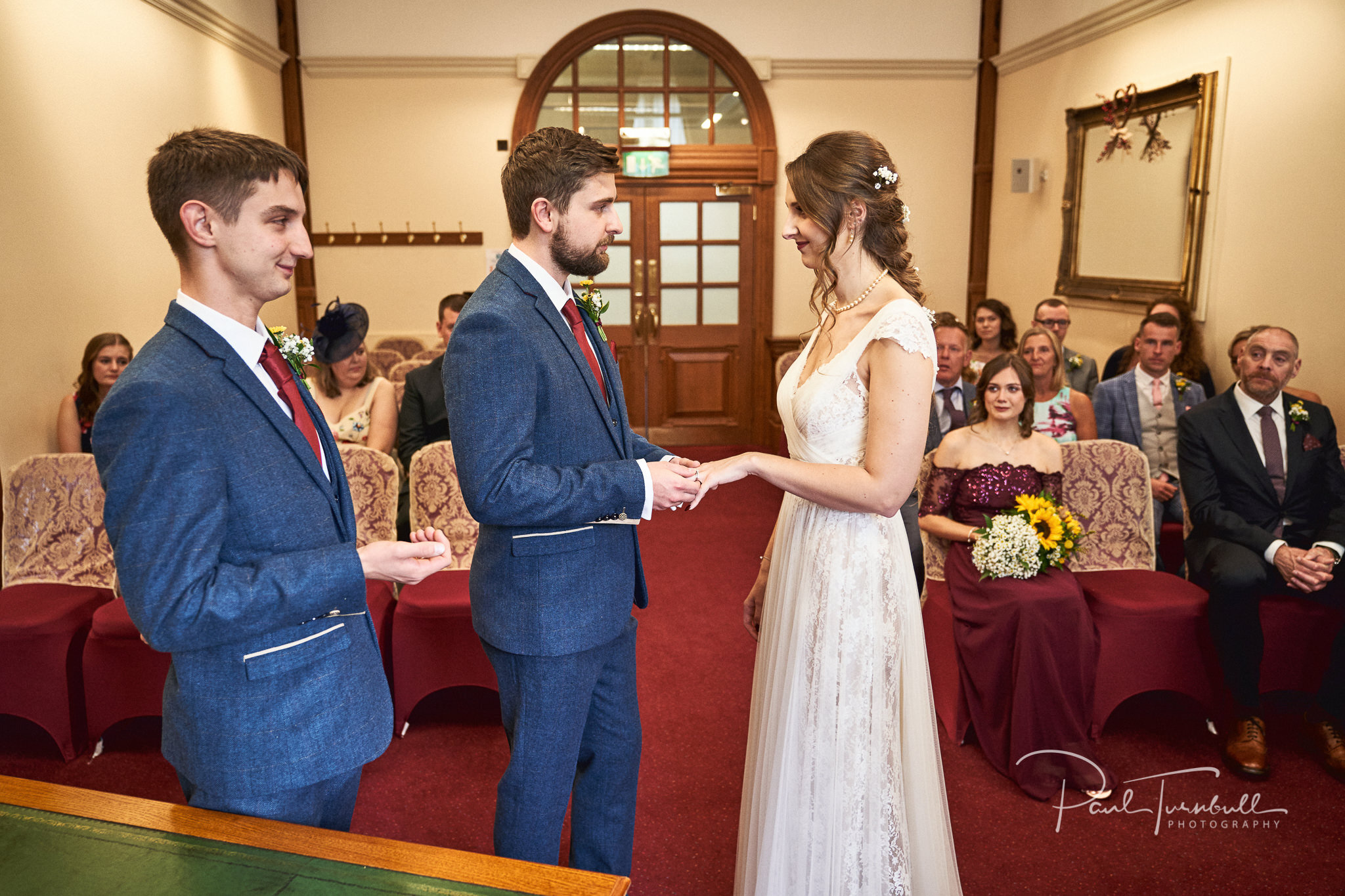 Exchanging Rings. Wedding Photography at Sheffield Town Hall