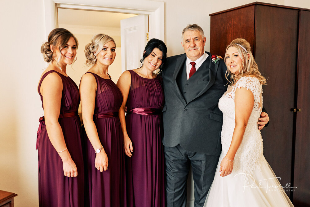 Bridal party posing before the wedding ceremony at The Old Swan Hotel, Harrogate