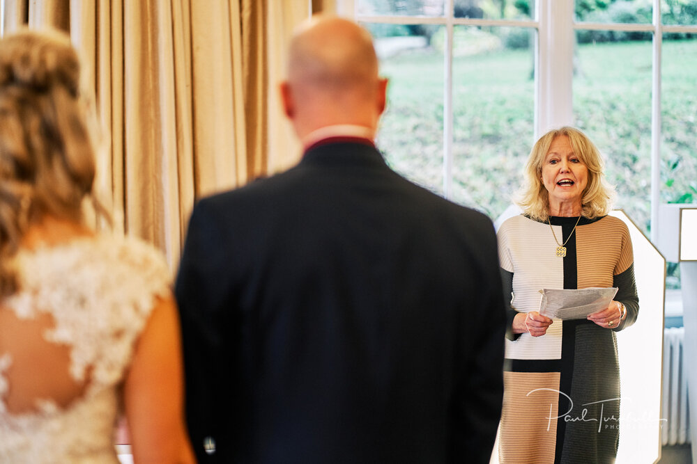 Guest reading at Kelly and Dave's Old Swan wedding