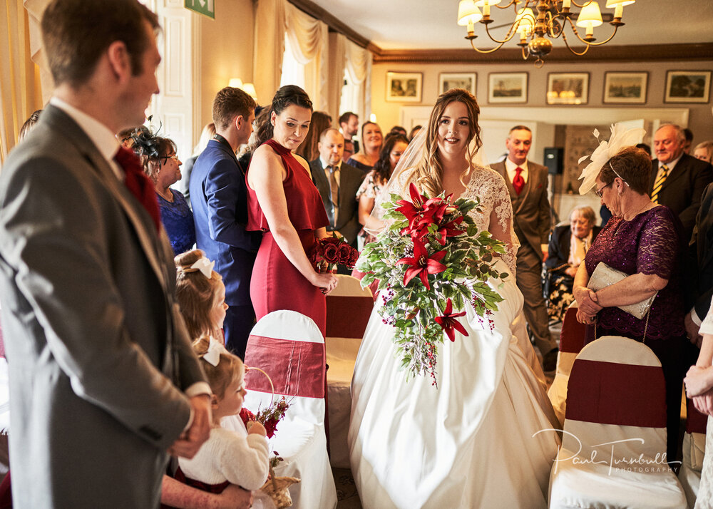 Bride Walking Down Aisle Towards Groom, Rowley Manor