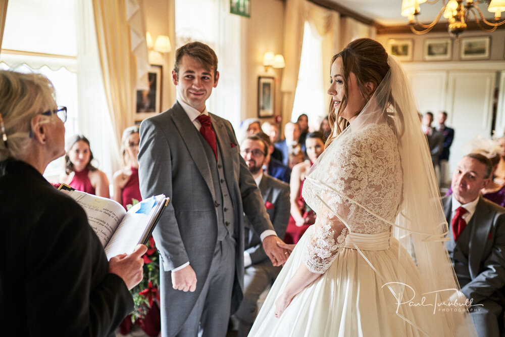 Bride and Groom During Wedding Ceremony, Rowley Manor