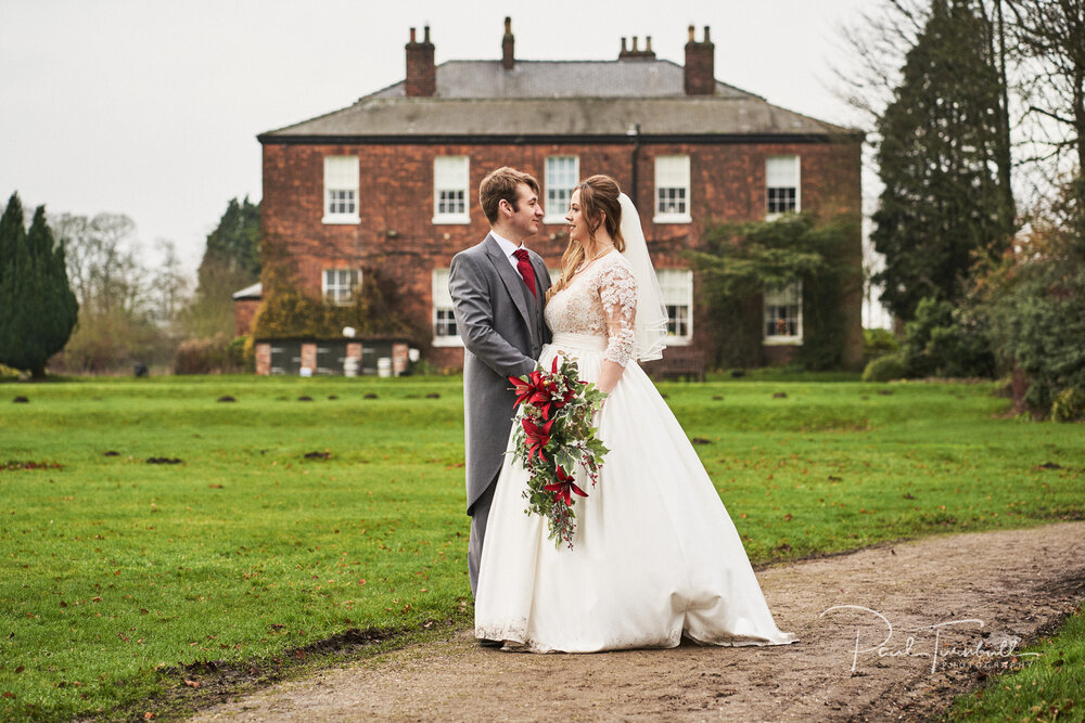 Bride and Groom in Gardens, Rowley Manor Wedding