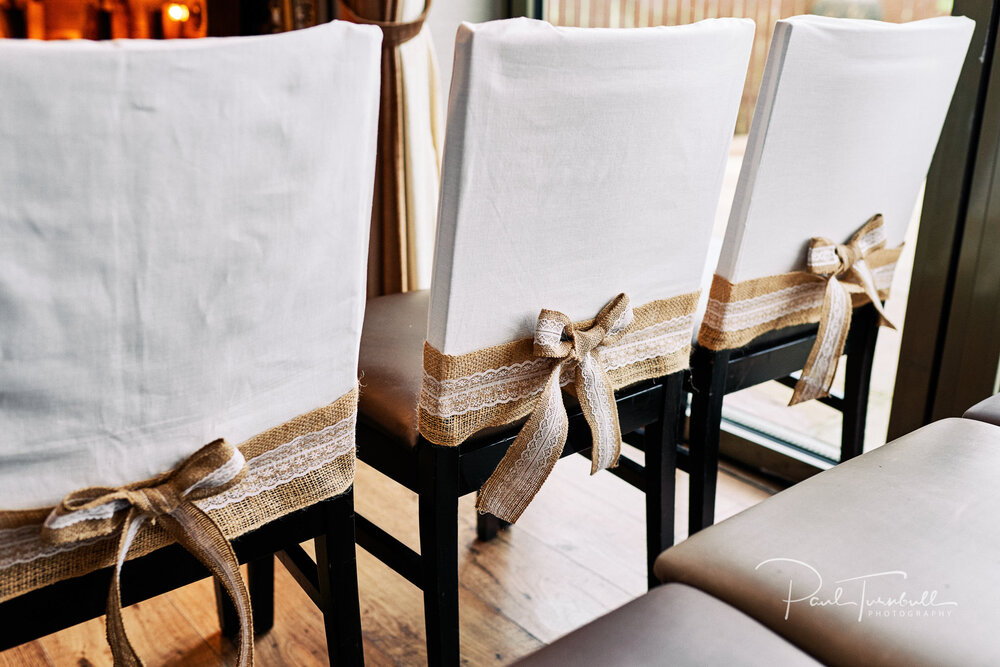 Wedding Photographer The Fleece, Chair Cover Detail