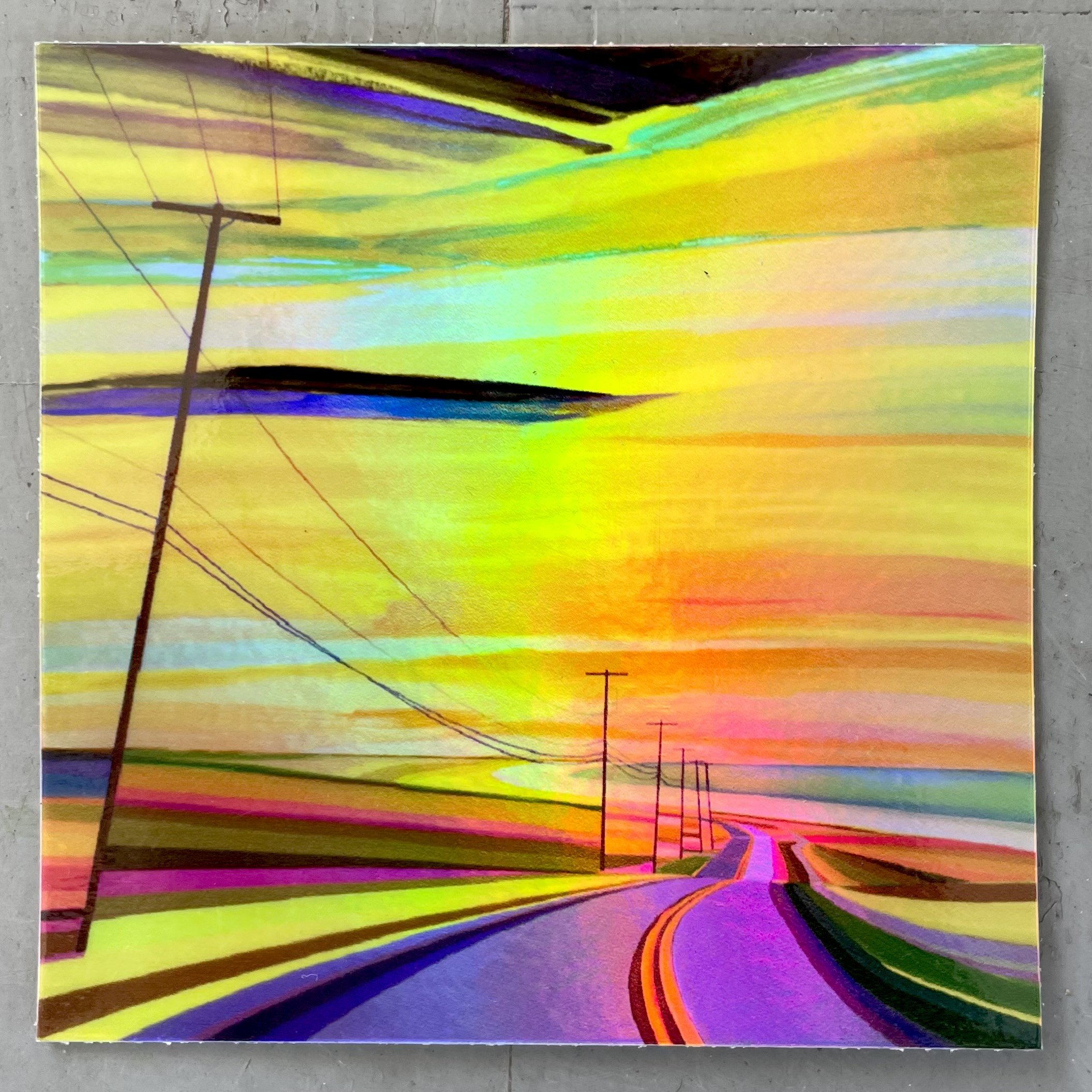 Sunset on Montauk Highway Holographic Sticker