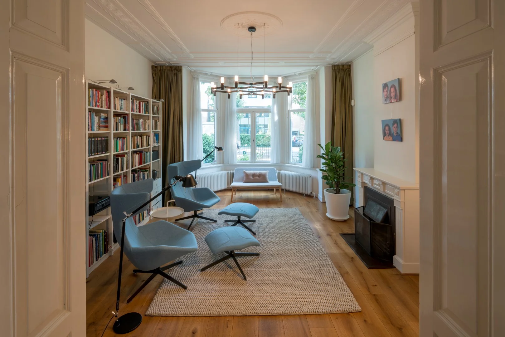 formal front room which serves as a library and reading room