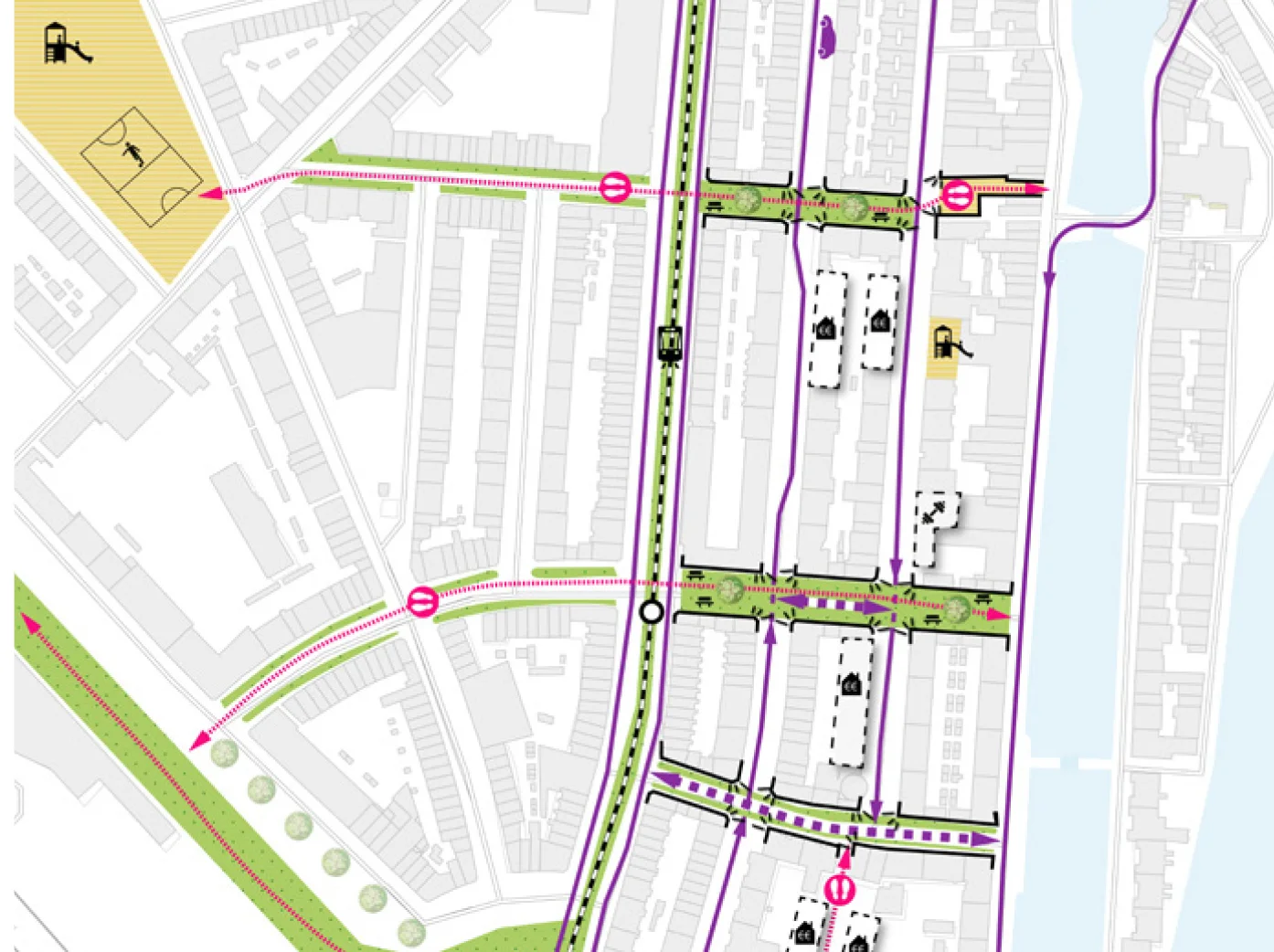 urban plan - first sketches of the Schans/Watergeus area as part of the design research