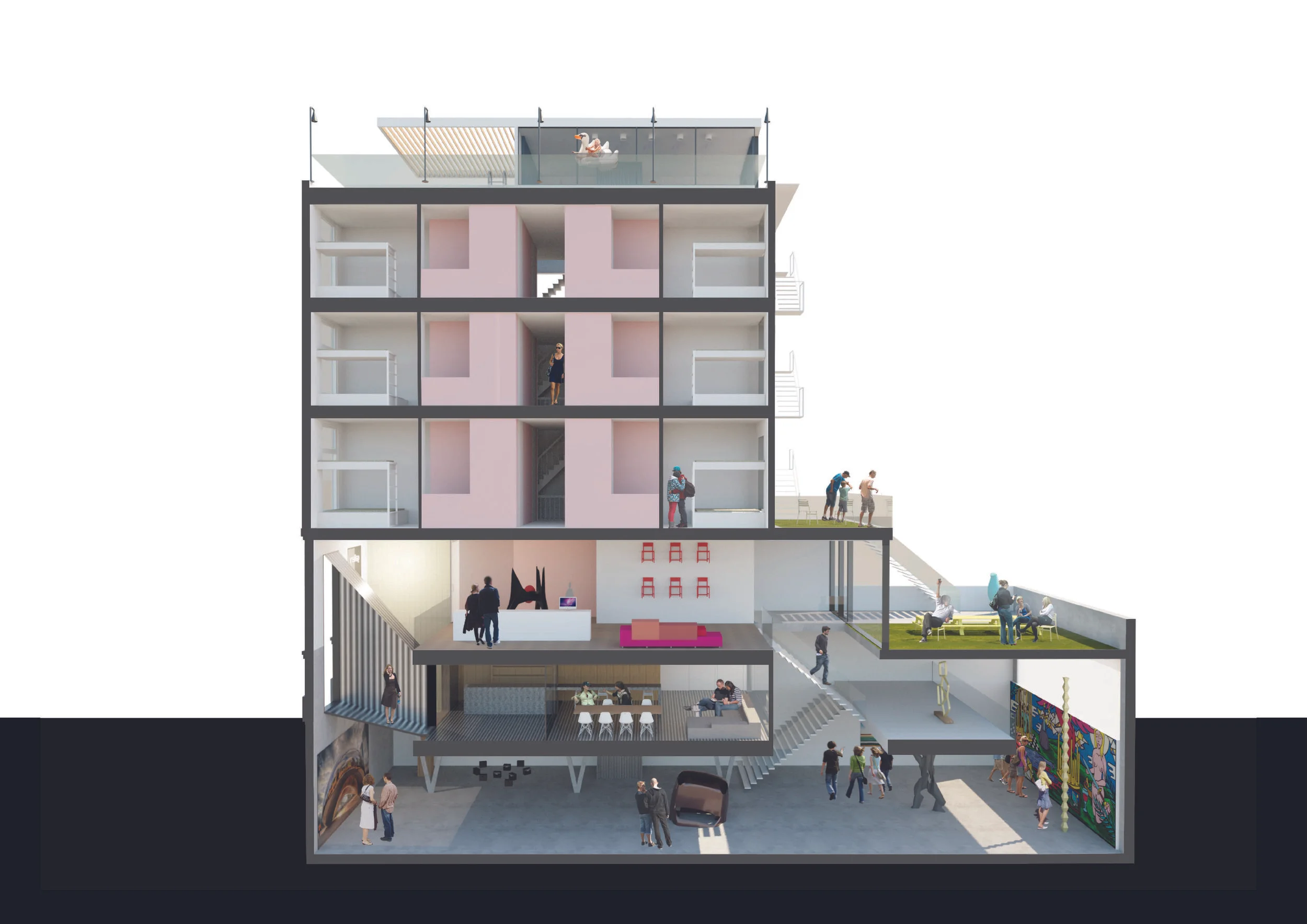 city hotel with art gallery, coffee shop, rooftop bar and swimming pool