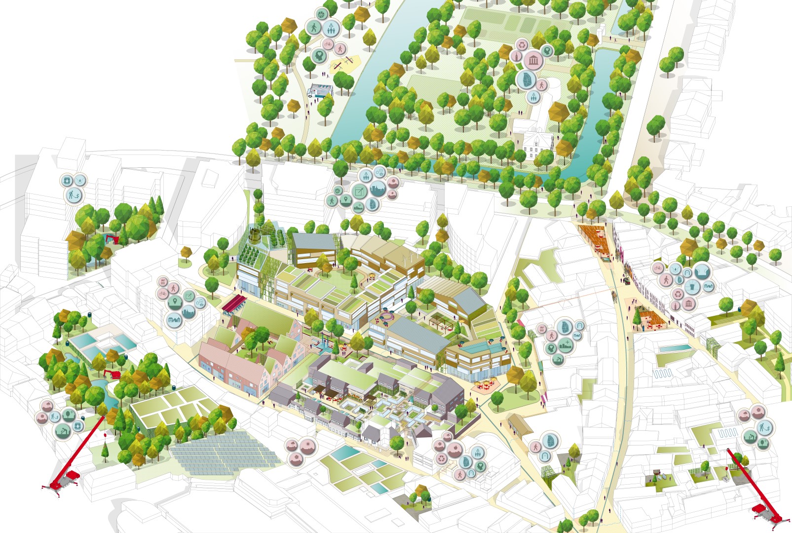 uitwerking van het gebied rondom het voormalige stadhuis, de Oelemarkt en het kasteelpark