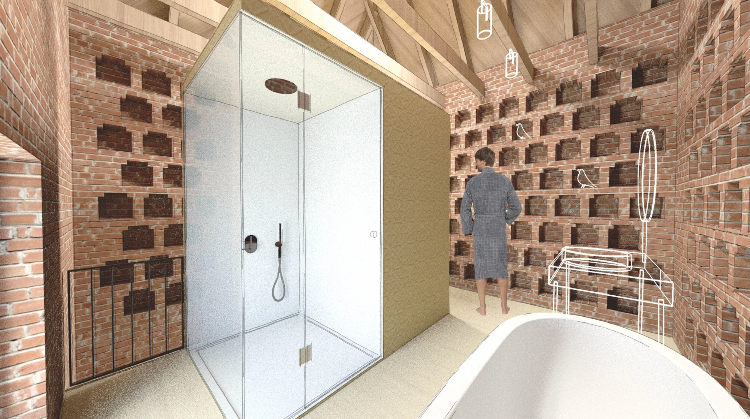 where the luxurious bathroom is situated