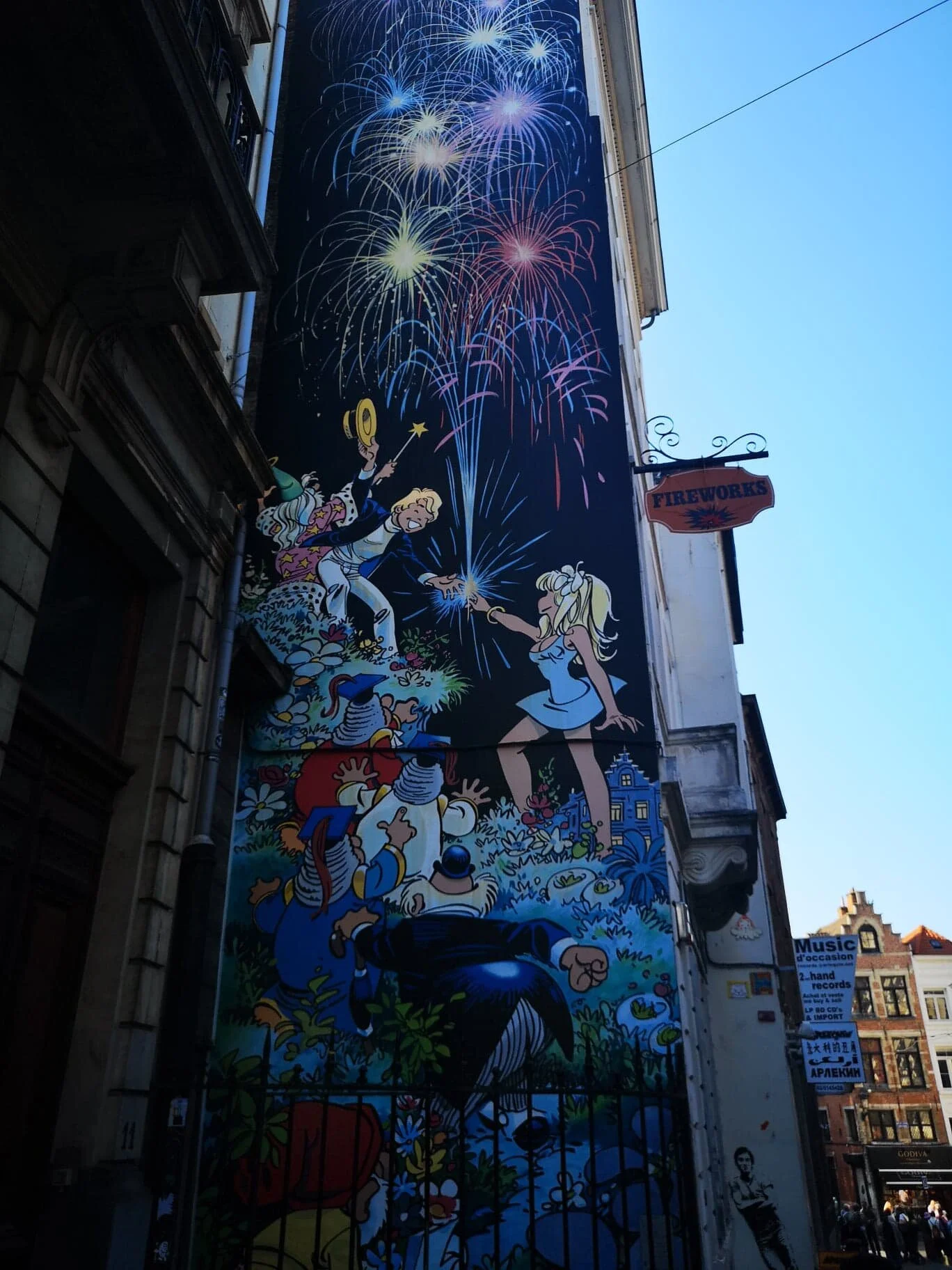 Reproduction de bande dessinée dans le centre historique