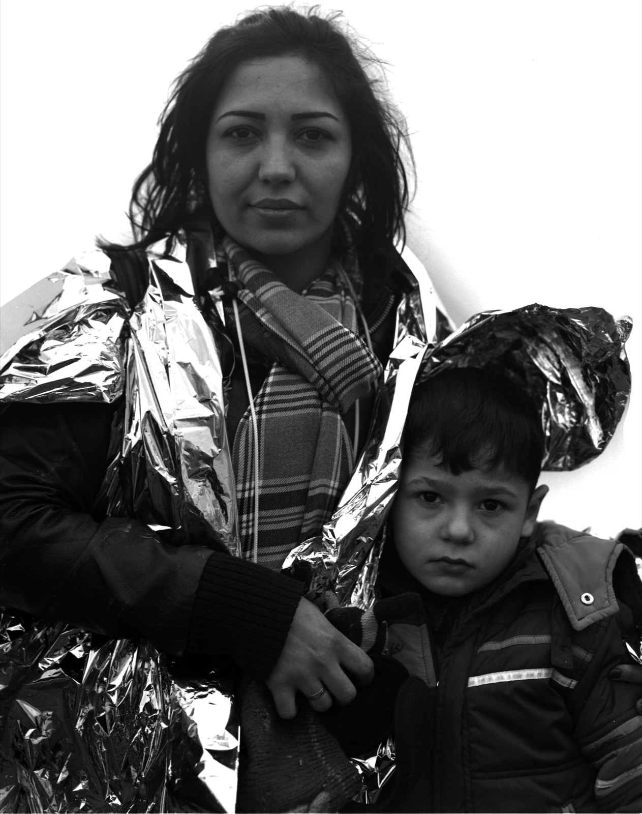 Birifan Osman and her son from Syria as they arrive on the island of Lesbos, Greece.   
