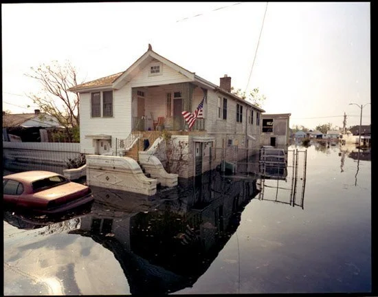 Flooded neighborhood in New Orleans. 