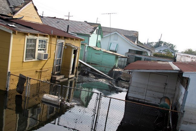  Flooded neighborhood in New Orleans.&nbsp;   