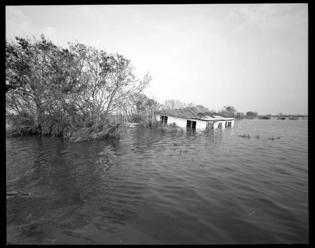 Submerged house in Cameron Parish Louisiana, September 27, 2005.