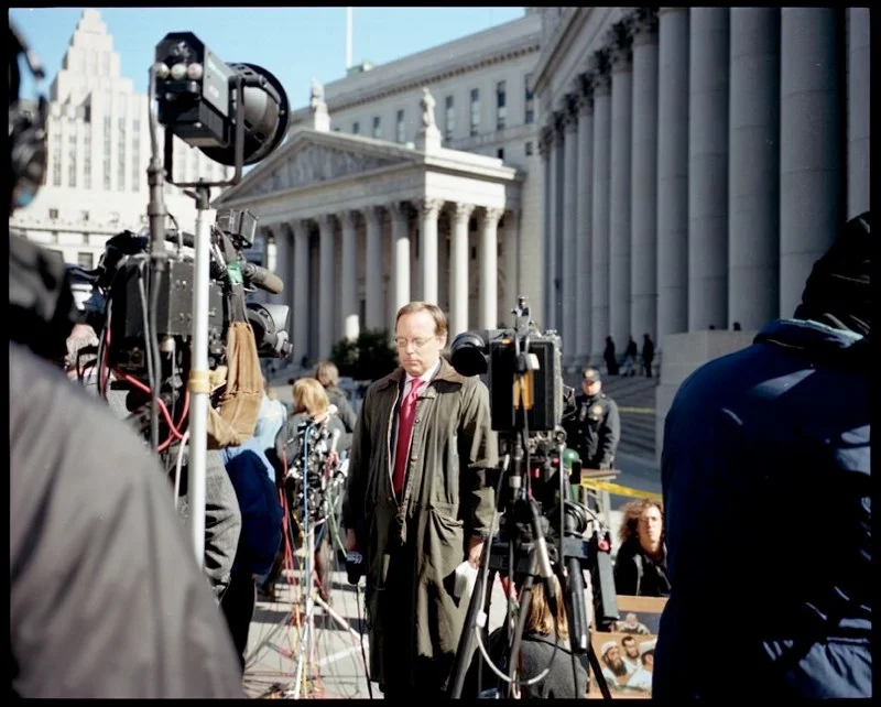 Press wait outside the court house in New York City for sentencing of four followers of Osama Bin Laden who were convicted for the bombing of the US Embassies in Kenya and Tanzania in 1998. The sentencing was to take place on September 11, 2001, but was postponed when the World Trade Centers were attacked. October 18, 2001. 