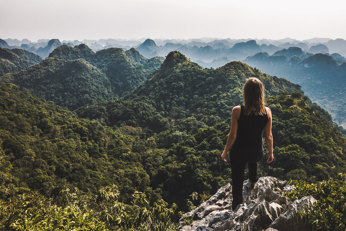 What a great viewpoint: Looking out onto the wild landscape of Cat Ba Island