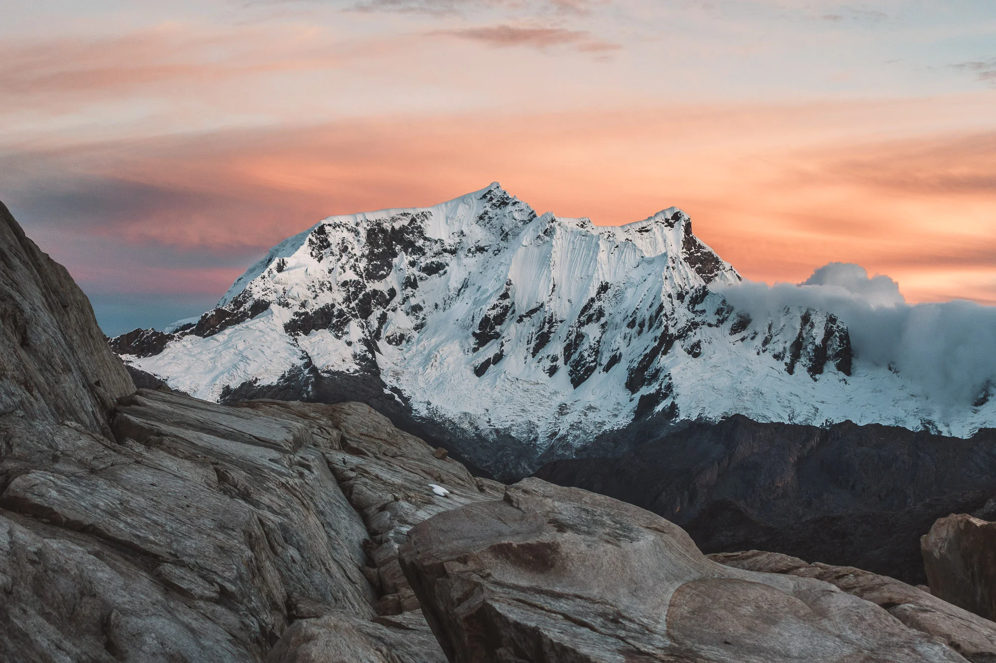 Copa (6188m) seen from Base Camp on Tocllaraju (6032m), Peru