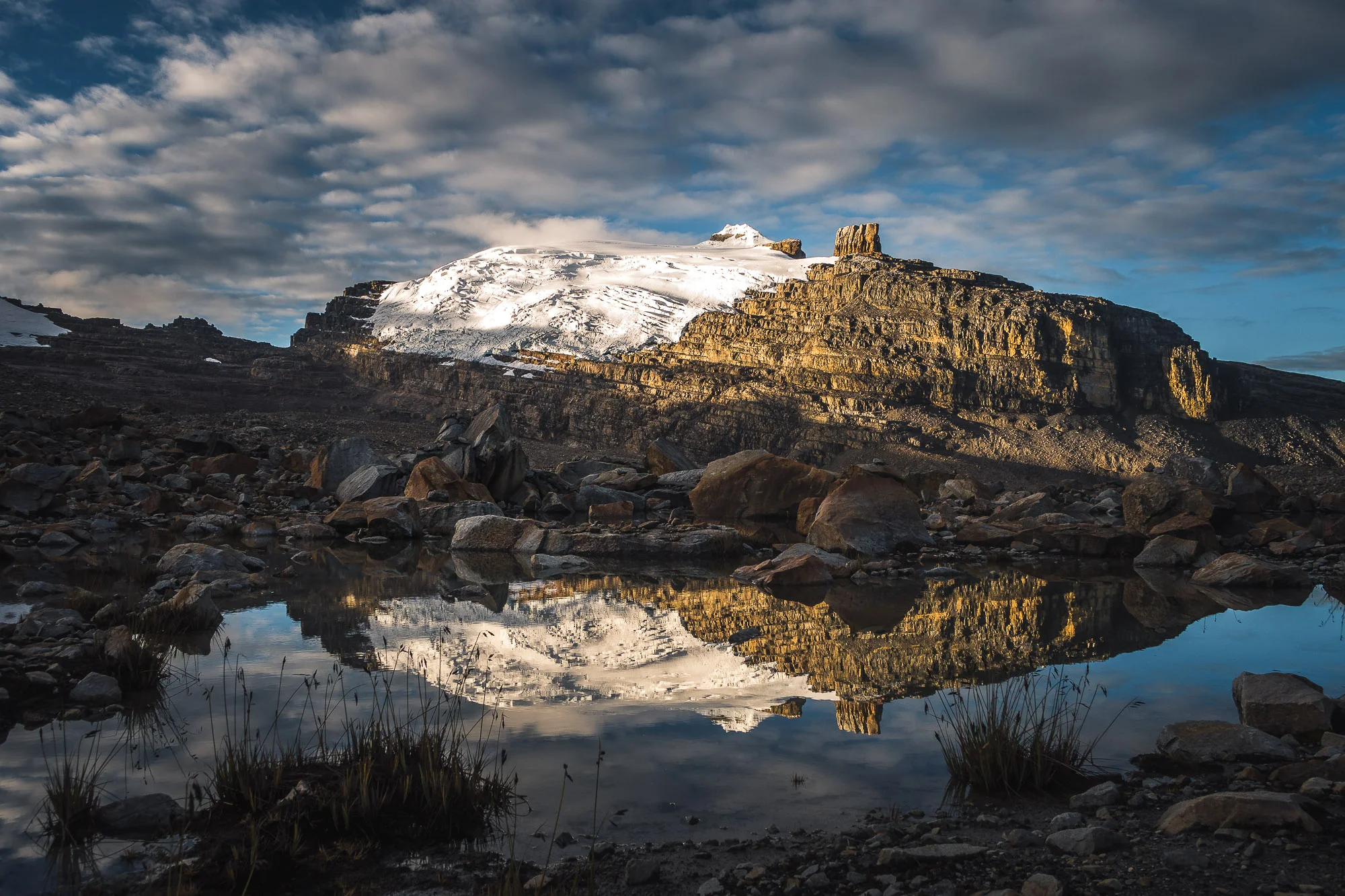 Pan de Azucar and Pulpito seen from Laguna Grande de la Sierre, Parque Nacional El Cocuy, Colombia