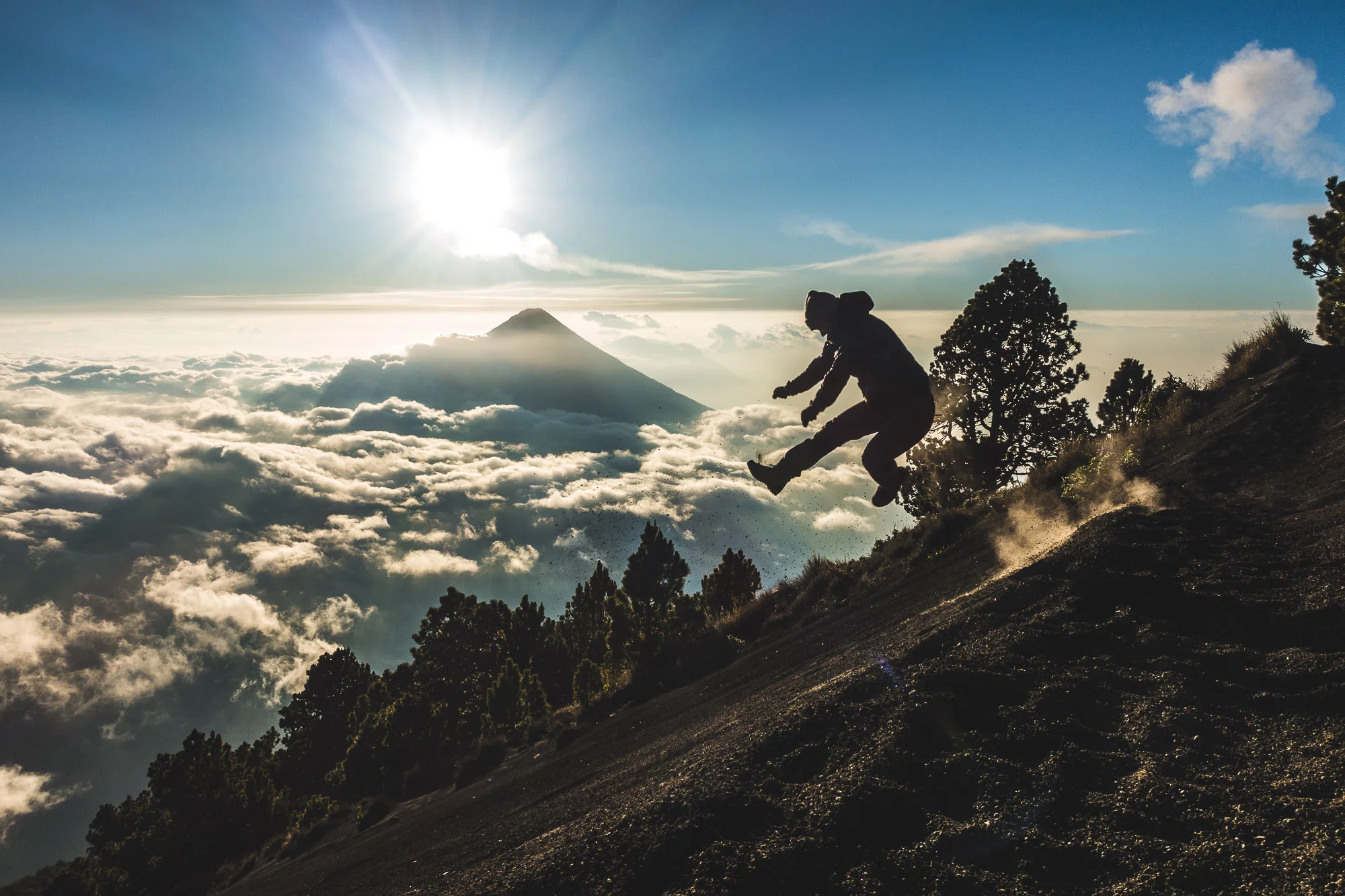 Descending Volcan Acatenango, Guatemala