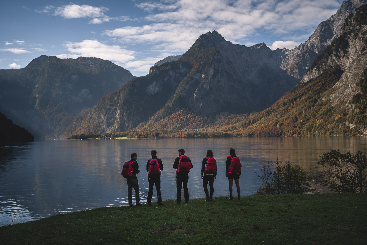 The crew at the starting point Kessel with their new outfits from The North Face