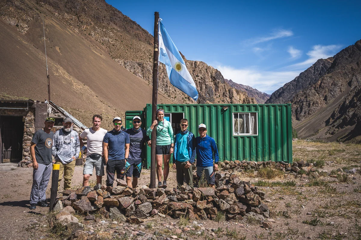 Our team with guides at the entrance of Parque Provincial Aconcagua in Punta de Vacas