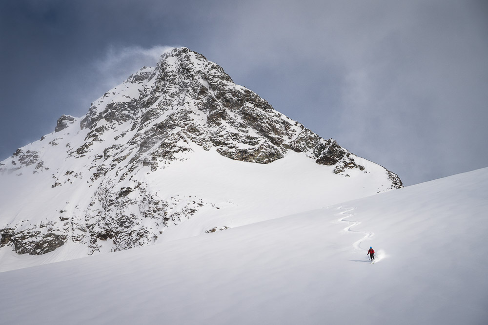 Schwünge im frischen Pulverschnee