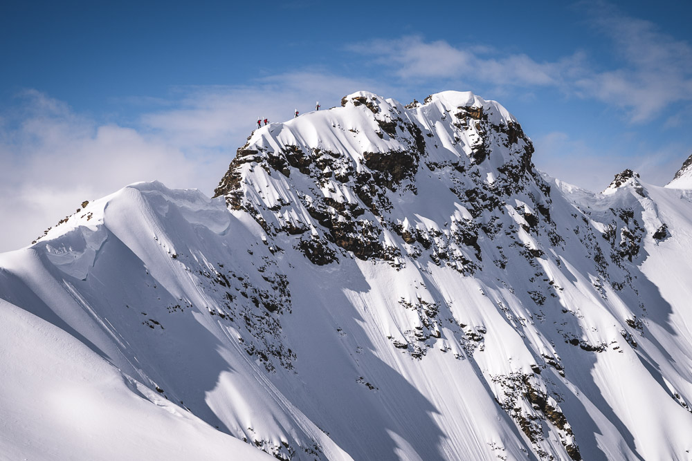 Blick zurück zum Knoten- Über diesen Grat sind wir abgeklettert